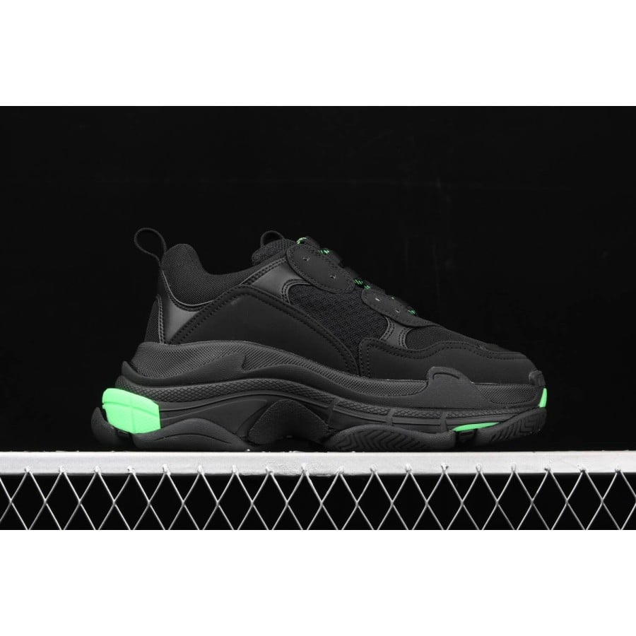 Balenciag* Triple S Sneaker 'Black Flou Green'